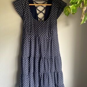 Speechless Navy and White Backless Dress